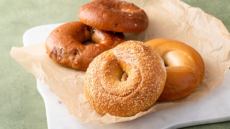 bagels on parchment paper