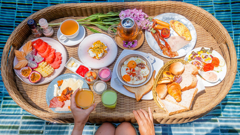 Person enjoying floating breakfast