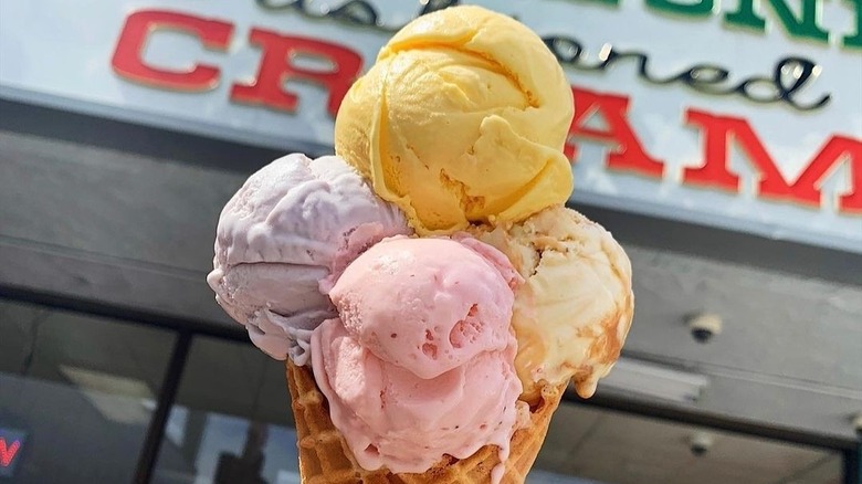 Four scoop ice cream cone