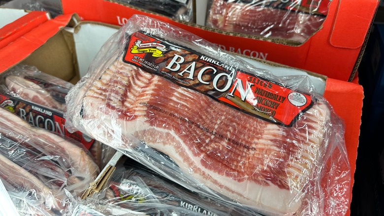 Packages of Kirkland Signature bacon