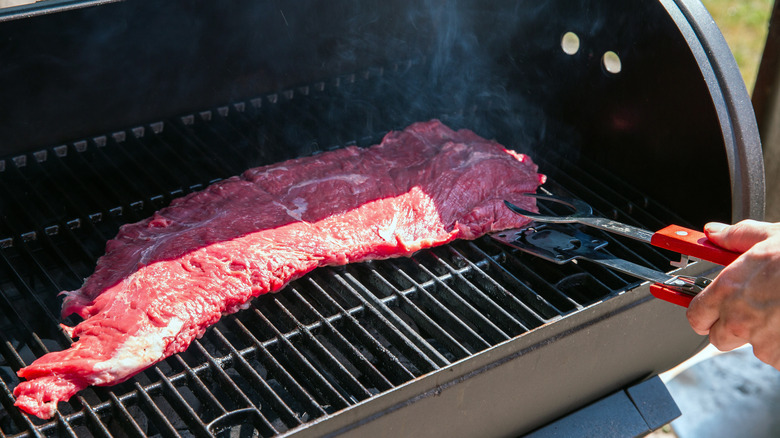 Bavette steak on the grill