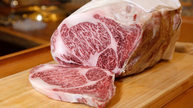 Raw Japanese Kobe beef