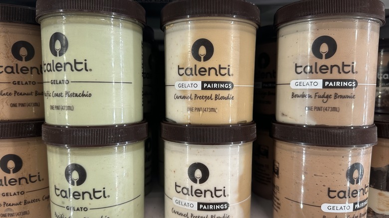 Stacked jars of frozen Talenti gelato