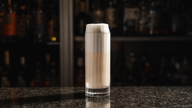 Ramos gin fizz on bar