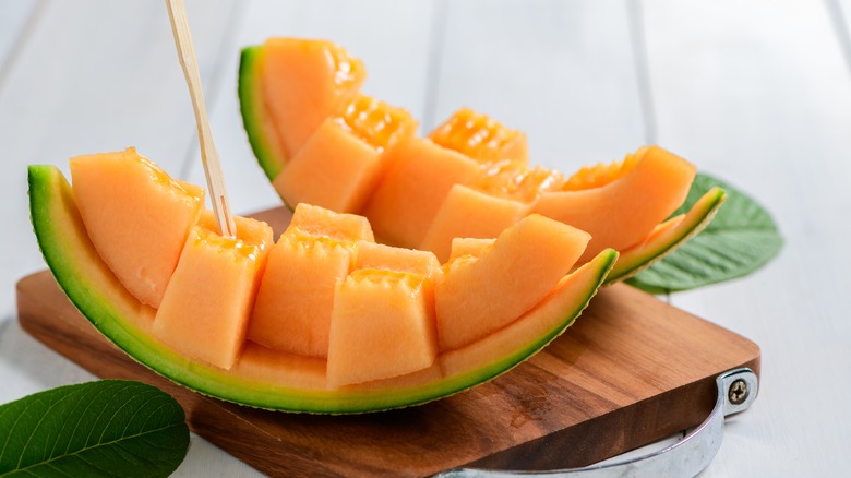 Two halves of Japanese melon