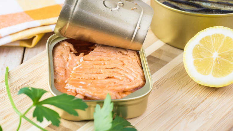 opened canned salmon