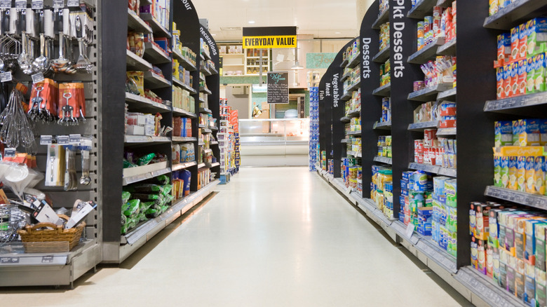 Store with shelves of kitchen supplies