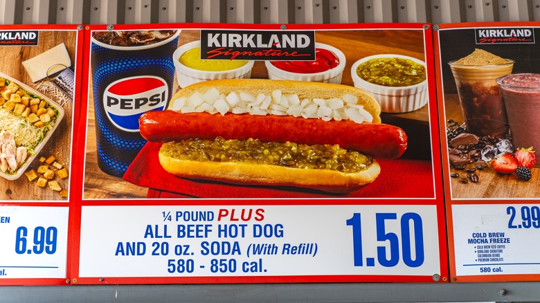 Costco hot dog on food court menu