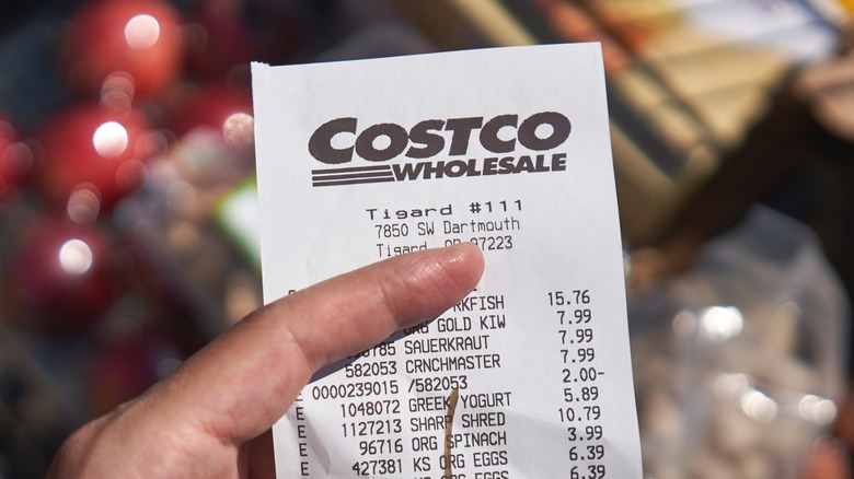 Costco receipt with marker slash