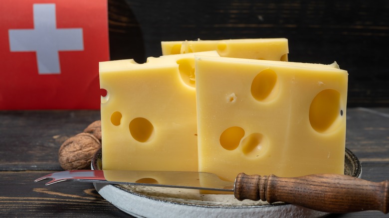 Chunks of Emmental cheese
