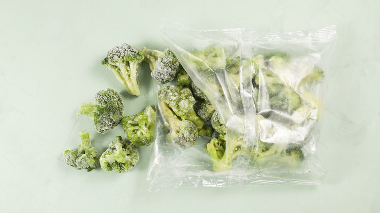 Frozen broccoli in bag 