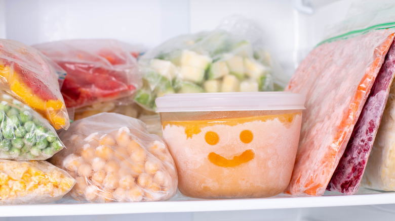 frozen foods in freezer