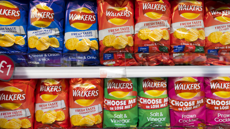 Rows of Walker's potato chips