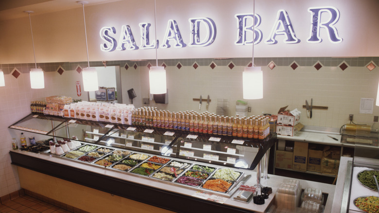 salad bar array in restaurant