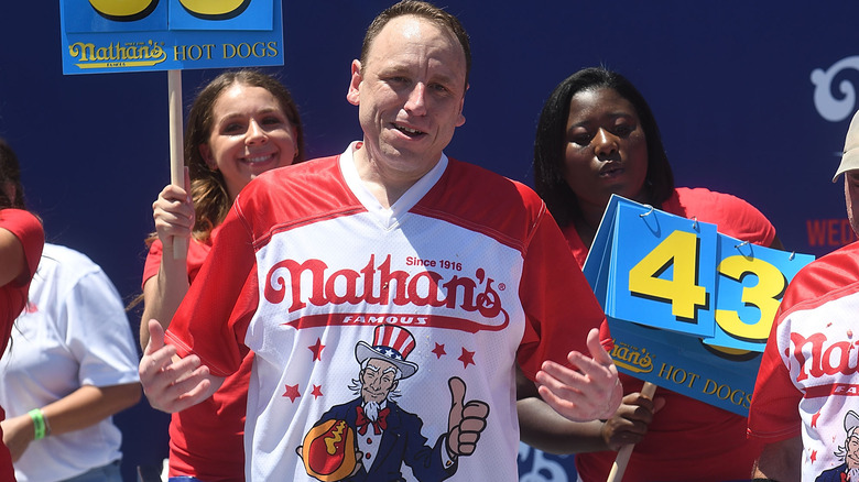 Joey Chestnut at Nathan's hot dog contest