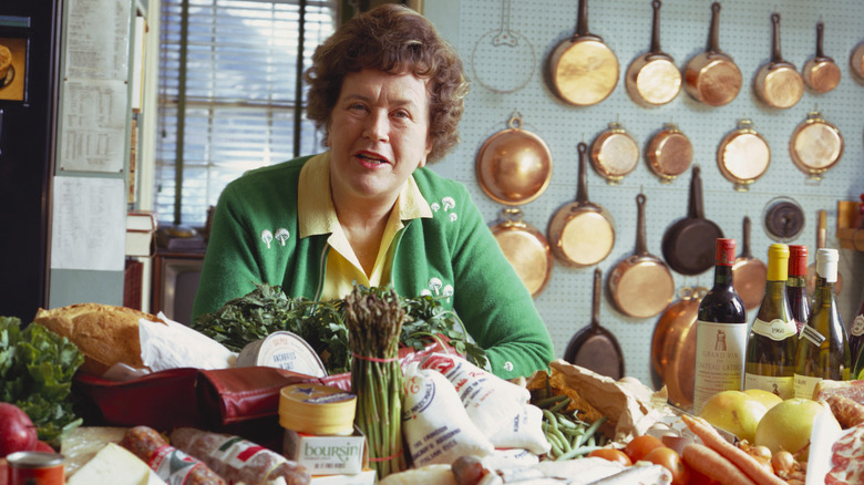 Julia Child with ingredients