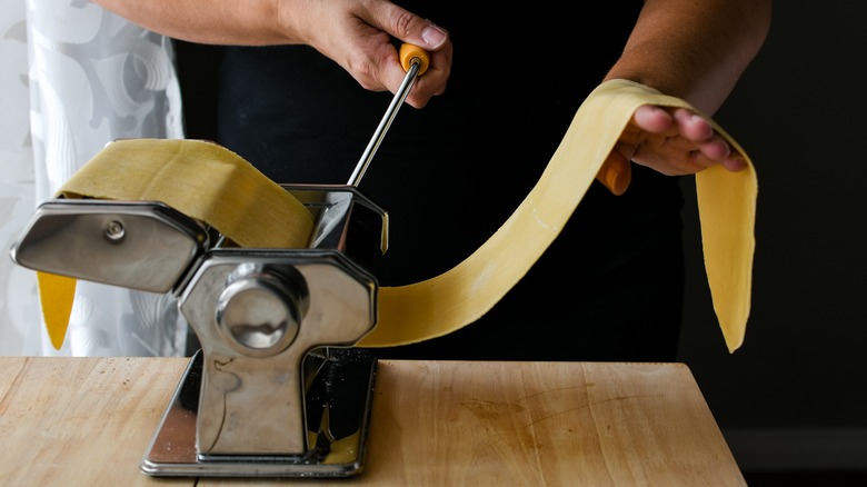 Chef making fresh pasta