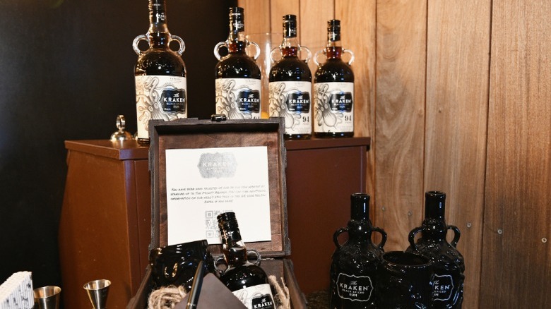 Display of Kraken rum bottles 