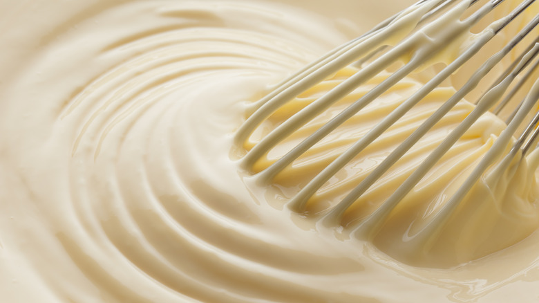 Whisking homemade mayonnaise