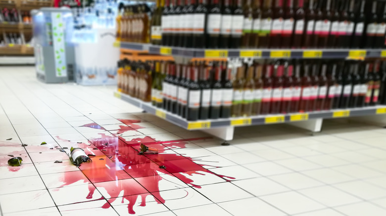 broken bottle of supermarket wine