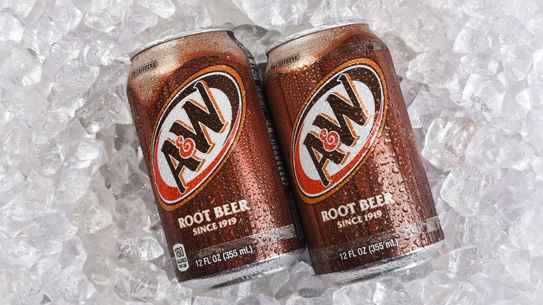 A&W root beer soda cans