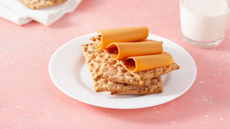 Norwegian crispbread topped with cheese