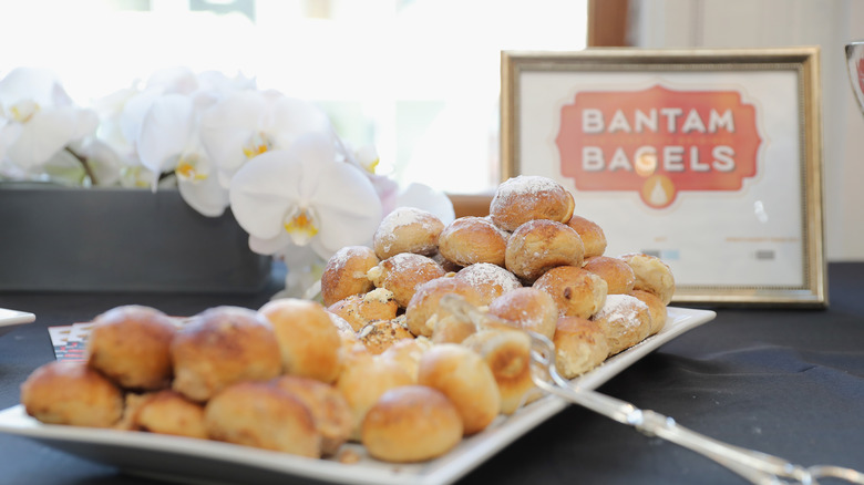 bantam bagels on an oblong plate
