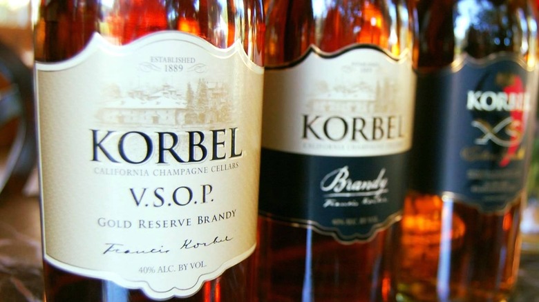 bottles of Korbel brandy