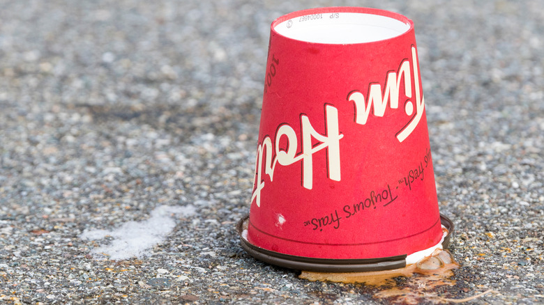 Tim Hortons spilled upside down cup of coffee