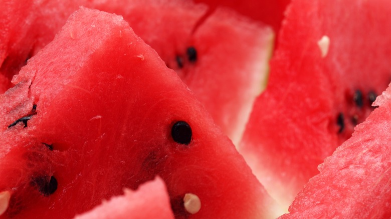 Watermelon slices with seeds