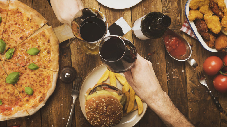 Red wine with burger