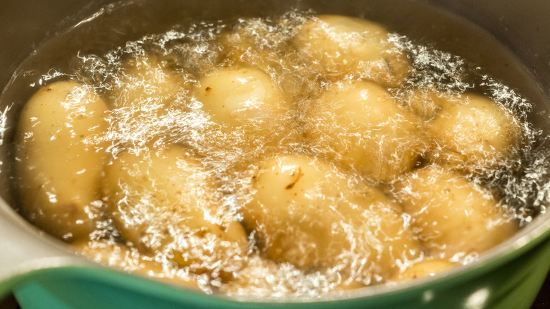 potatoes boiling in a pot