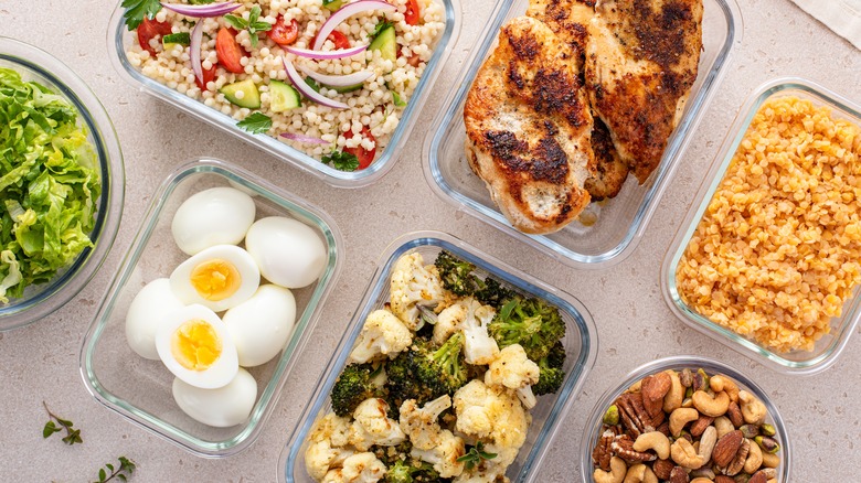 Assorted meal prepped foods