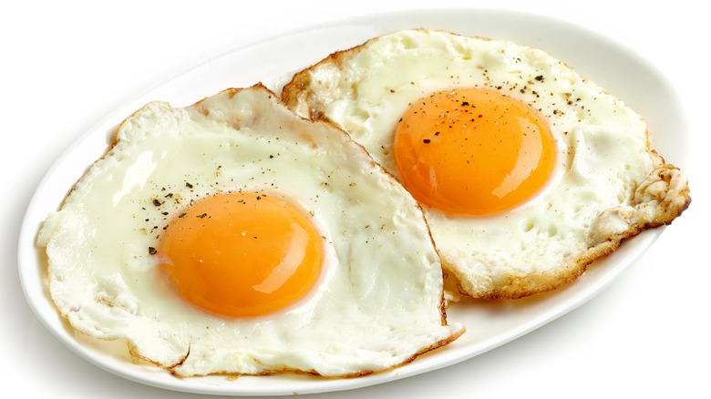 Fried eggs on plate