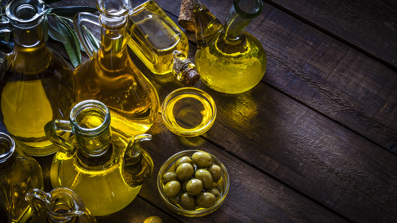 various bottles of olive oil