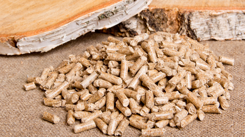 Wood pellets close up