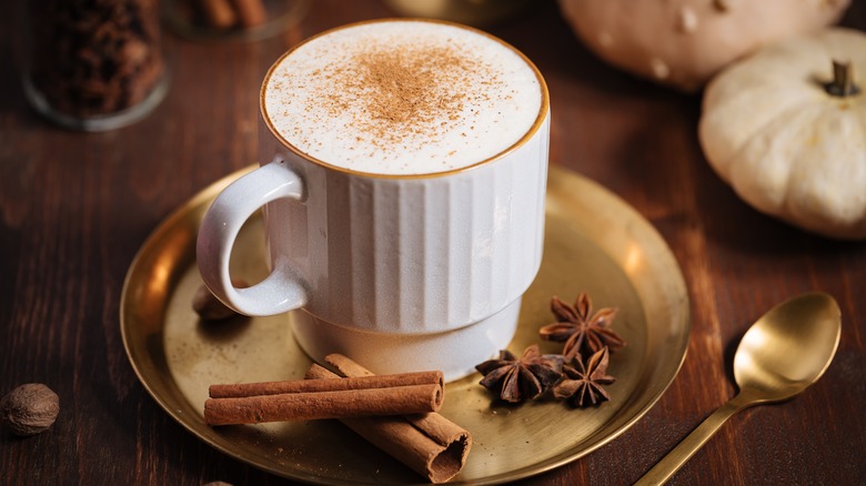 cup of eggnog with spices