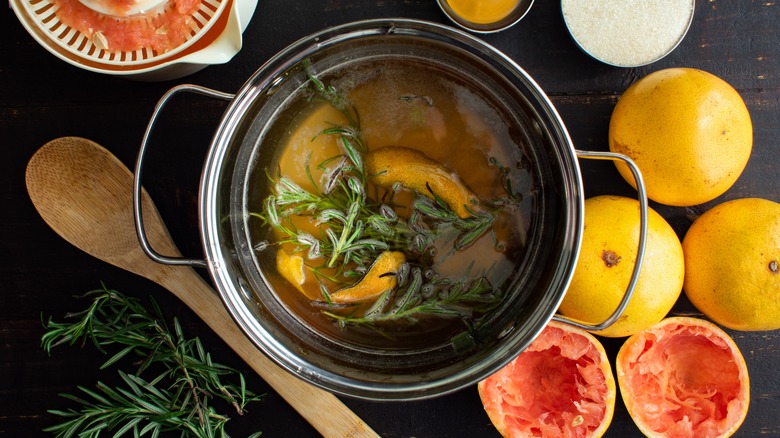 making grapefruit simple syrup