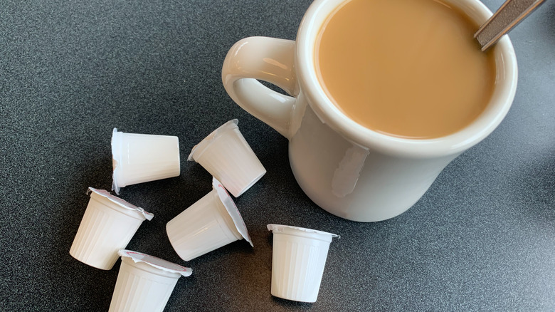 coffee with single serve creamer cups