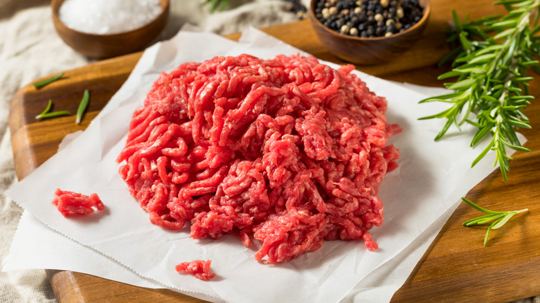 Raw ground beef with spices