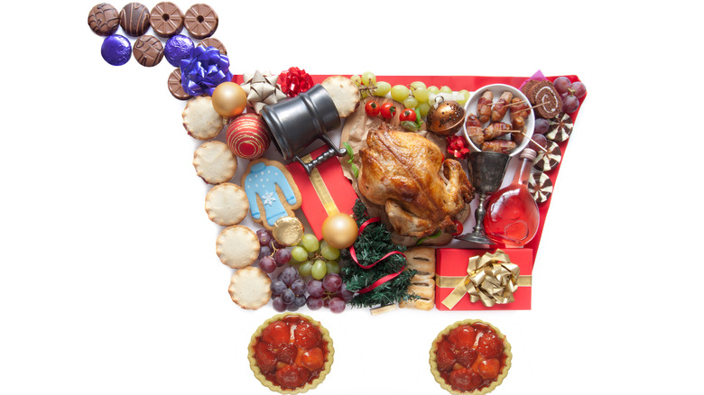 thanksgiving food in the shape of grocery cart