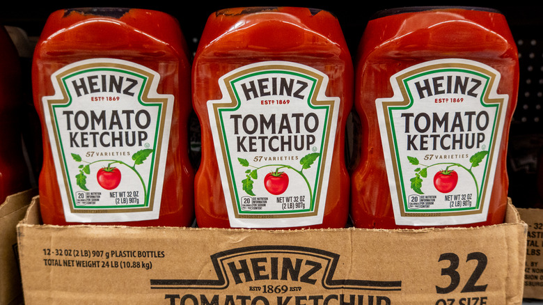 Heinz tomato ketchup bottles in cardboard box