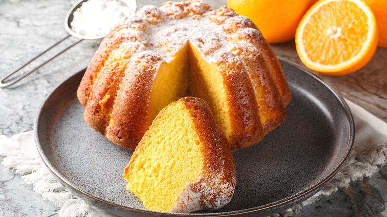 Soft slice of citrus cake