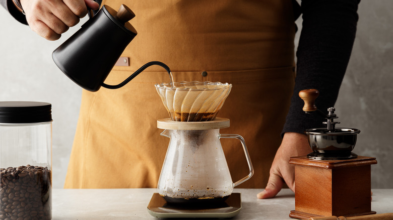 Pour-over coffee with grinder