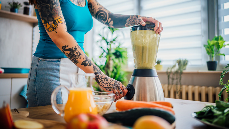 Person using a blender