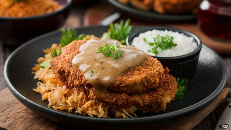 country fried steak with gravy