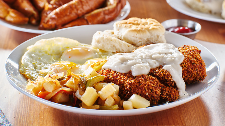 chicken fried steak breakfast plate