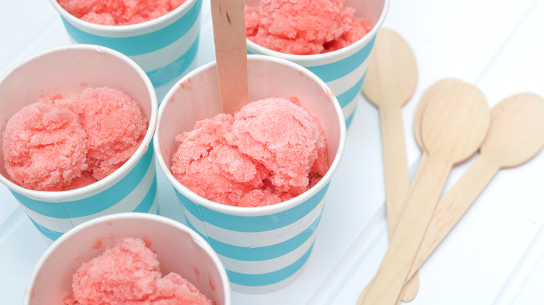 watermelon sherbet in cups