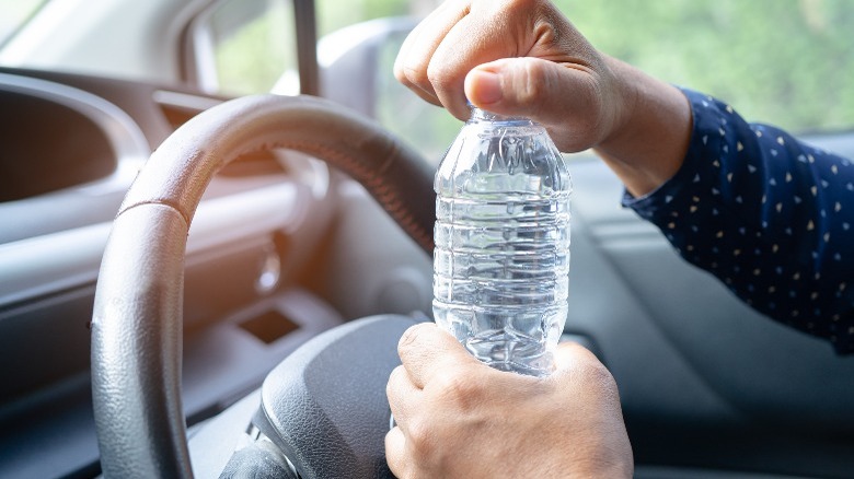 Water bottle in car