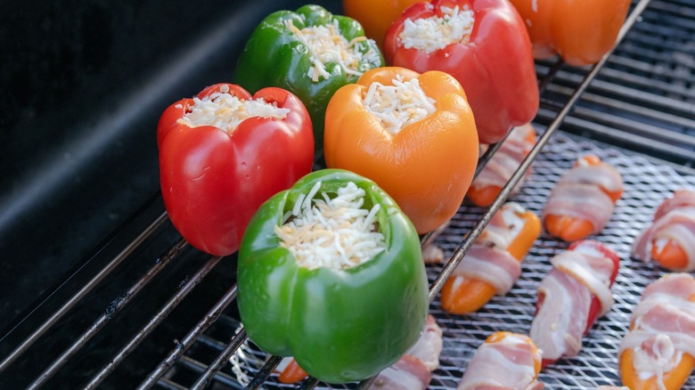 stuffed bell peppers on grill